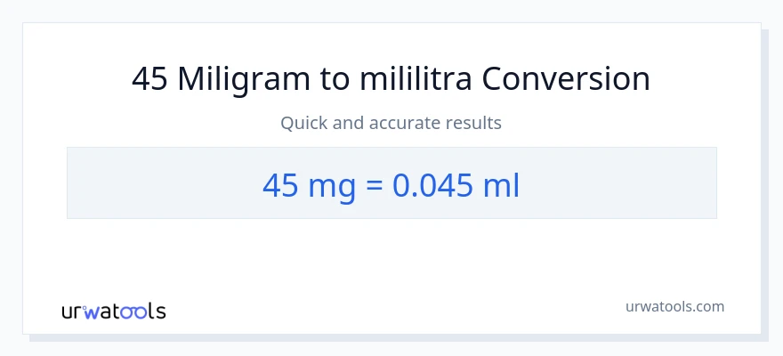 Konverzija od miligrami do mililitara: 45