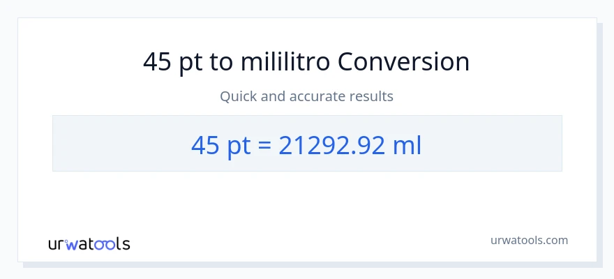 45 Pints patungong mga mililitro na conversion