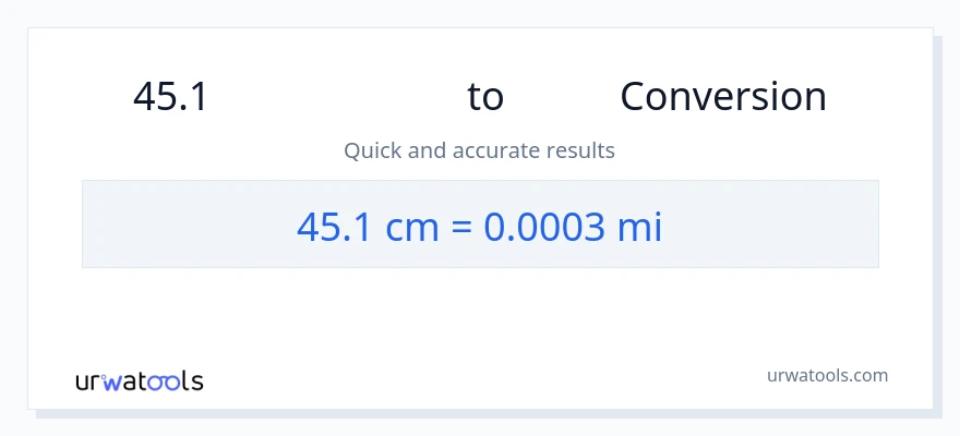45.1 ಸೆಂಟಿಮೀಟರ್‌ಗಳು ರಿಂದ ಮೈಲಿಗಳು ಪರಿವರ್ತನೆ