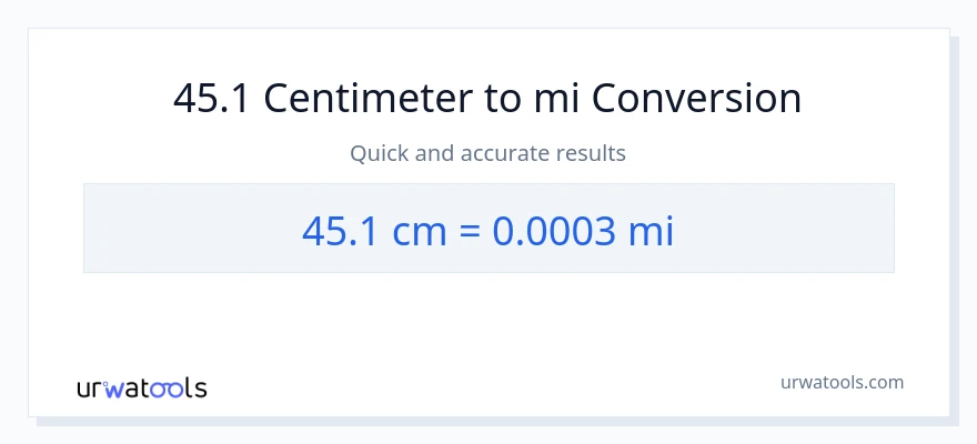 45.1 Centimeter til miles konvertering
