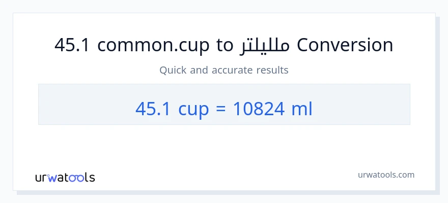 التحويل من 45.1 أكواب إلى ملليلتر