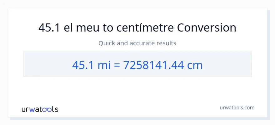 Conversió de 45.1 milles a Centímetres