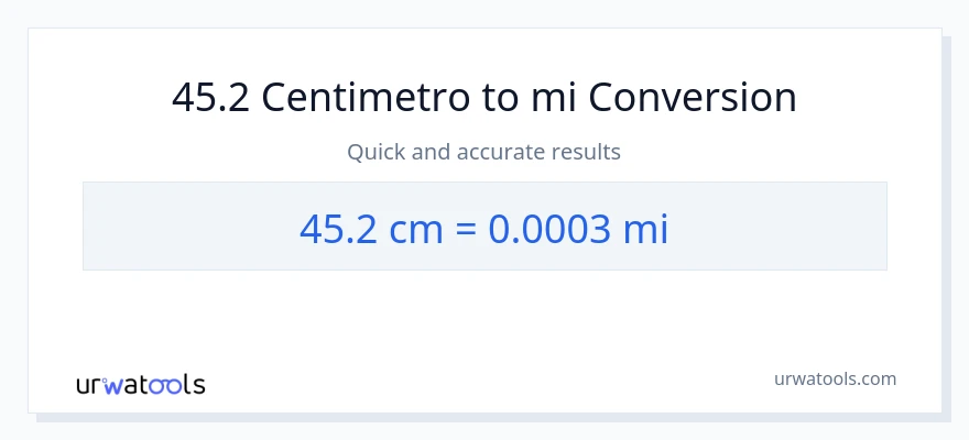 Conversione da 45.2 Centimetri a miglia