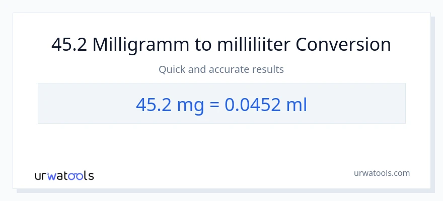 45.2 milligrammi konversioon milliliitrid-ks