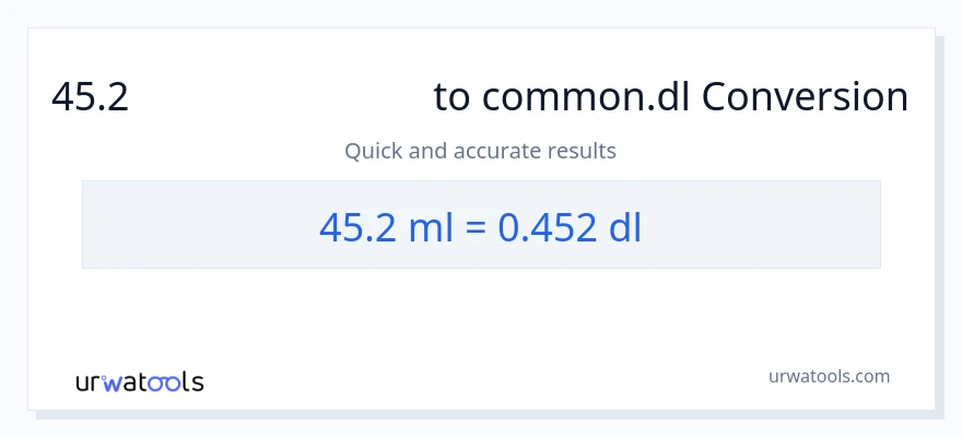 45.2 മില്ലിലിറ്റർ ൽ നിന്ന് Dls ലേക്ക് പരിവർത്തനം