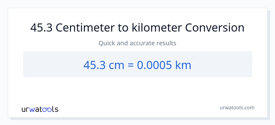 45.3 centimeters naar Kilometers conversie