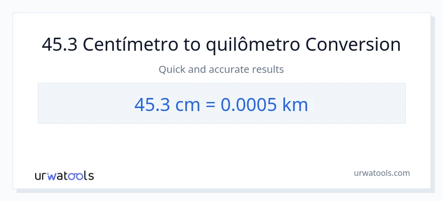 Conversão de 45.3 Centímetros para Quilômetros