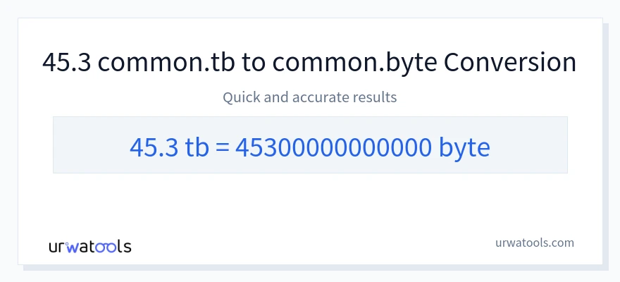 45.3 Terabytes 到 Bytes 轉換