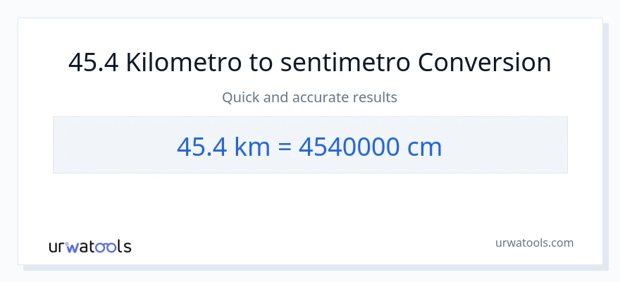 45.4 Kilometro patungong Mga Sentimetro na conversion