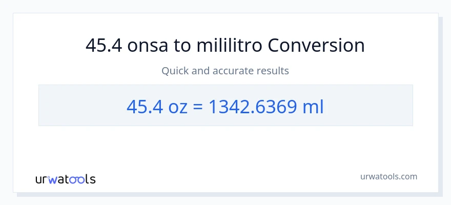 45.4 Mga onsa patungong mga mililitro na conversion
