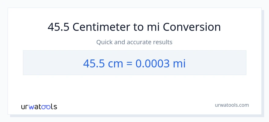 45.5 centimeters naar mijlen conversie