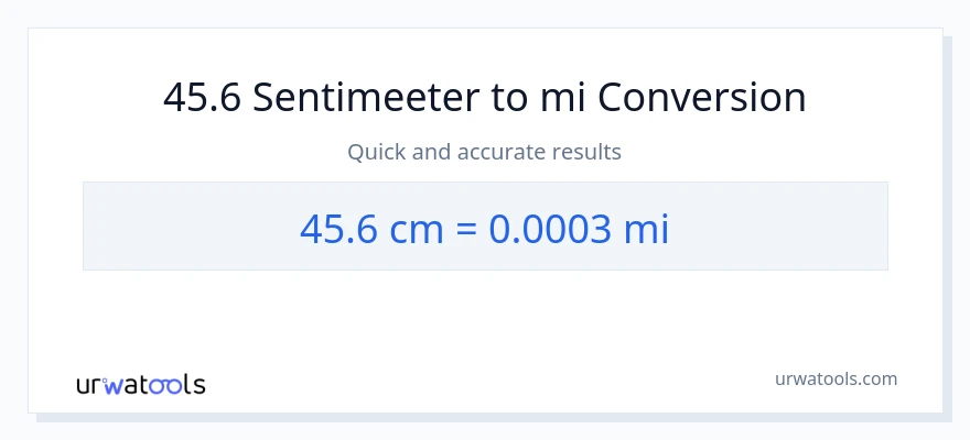 45.6 Sentimeetrid konversioon miilid-ks
