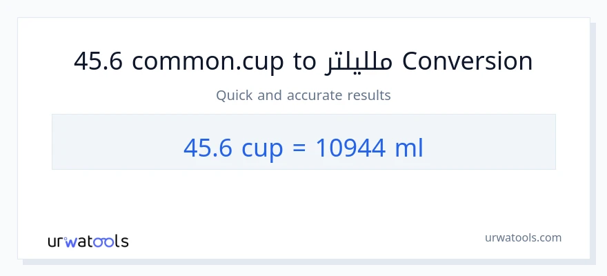 التحويل من 45.6 أكواب إلى ملليلتر