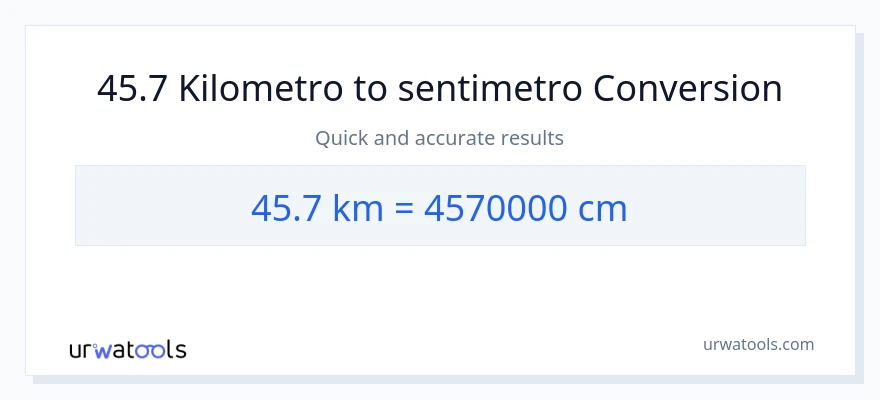 45.7 Kilometro patungong Mga Sentimetro na conversion