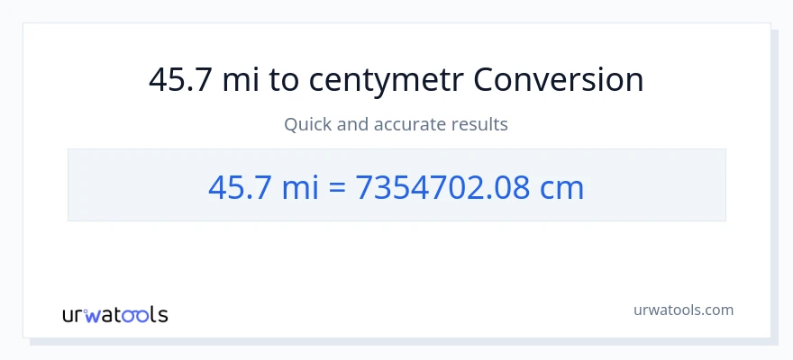 Konwersja 45.7 mile do Centymetry