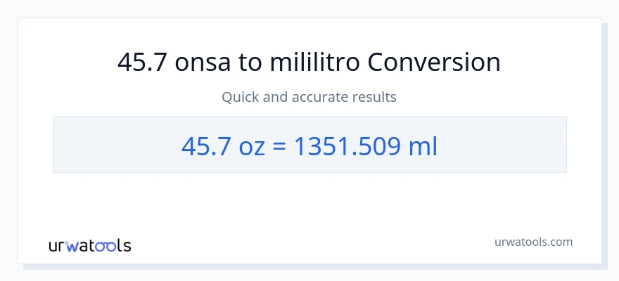 45.7 Mga onsa patungong mga mililitro na conversion