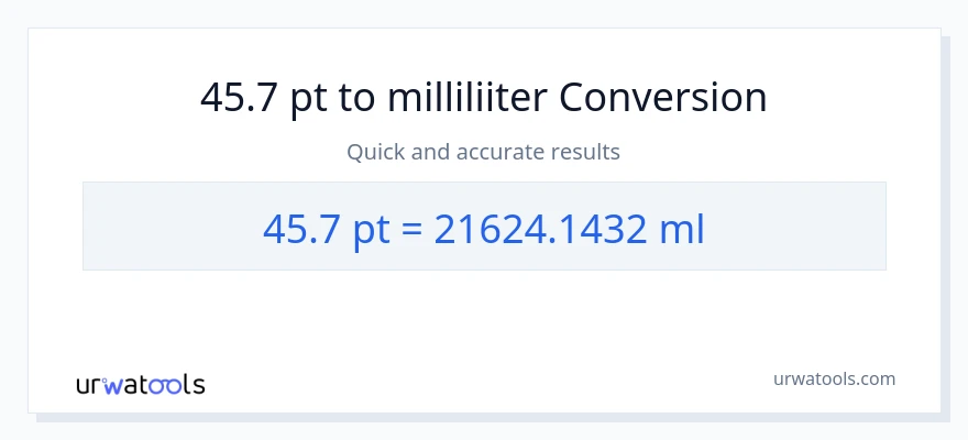 45.7 Pints konversioon milliliitrid-ks