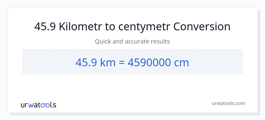 Konwersja 45.9 Kilometry do Centymetry