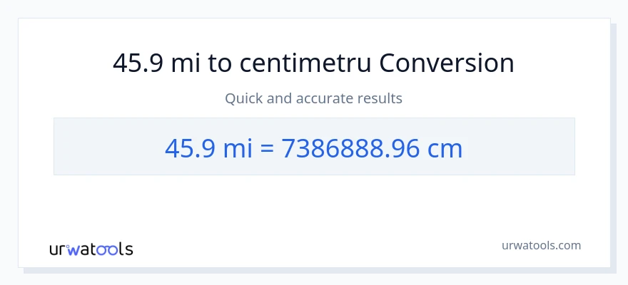 Conversie 45.9 mile la Centimetri