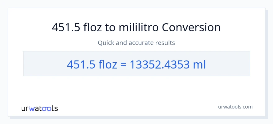 451.5 mga onsa ng likido patungong mga mililitro na conversion