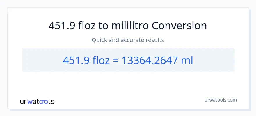 451.9 mga onsa ng likido patungong mga mililitro na conversion