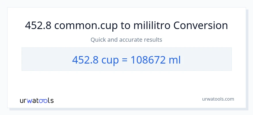 452.8 mga tasa patungong mga mililitro na conversion