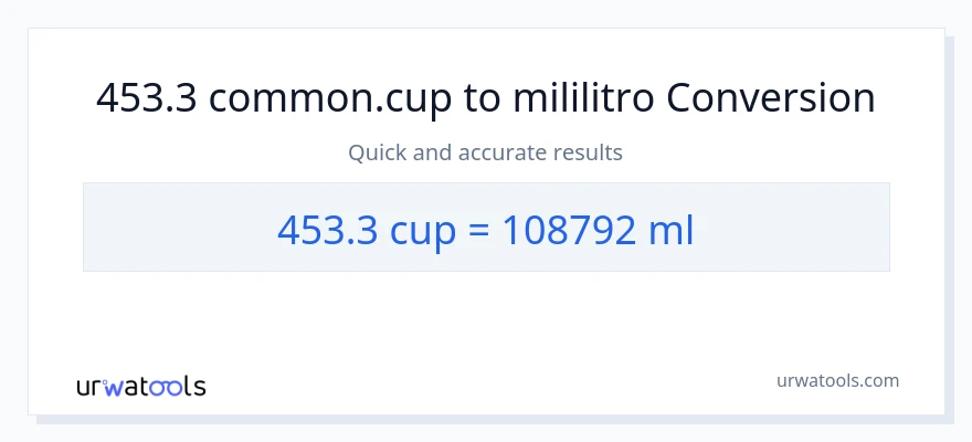 453.3 mga tasa patungong mga mililitro na conversion