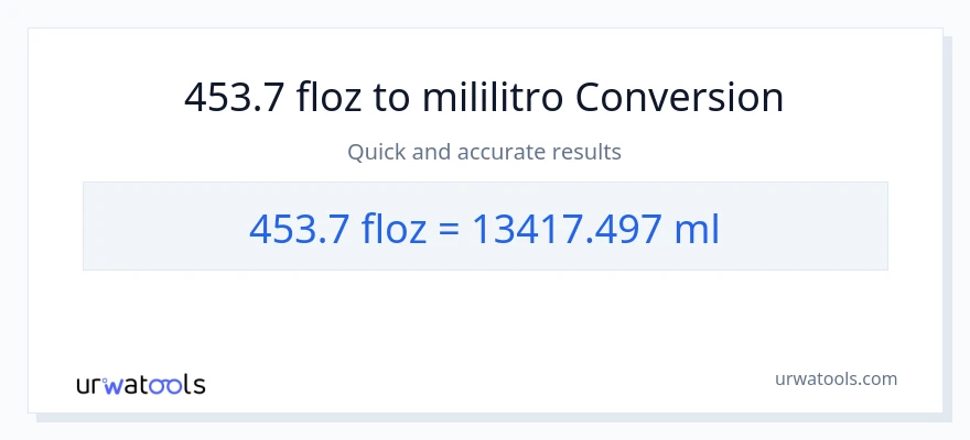 453.7 mga onsa ng likido patungong mga mililitro na conversion