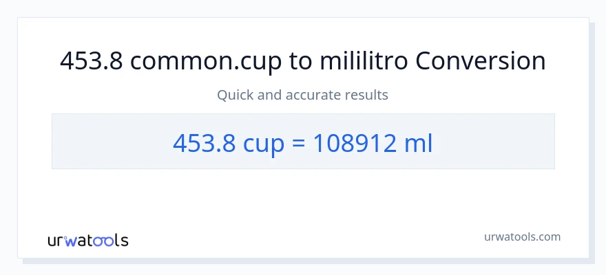 453.8 mga tasa patungong mga mililitro na conversion