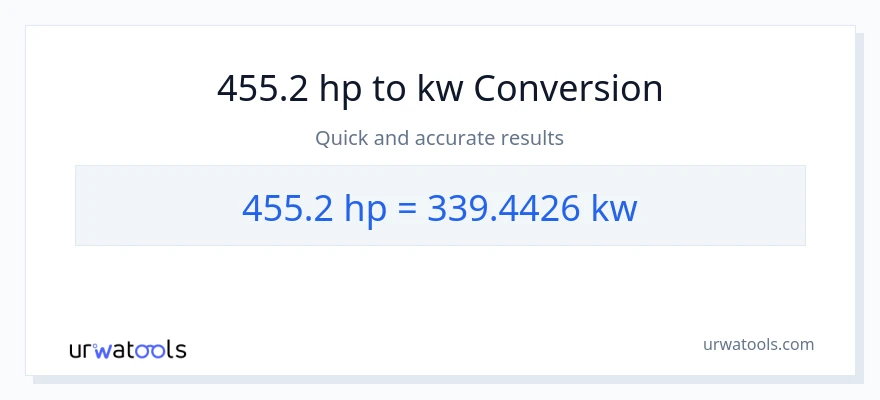 455.2 lakas-kabayo patungong kilowatts na conversion