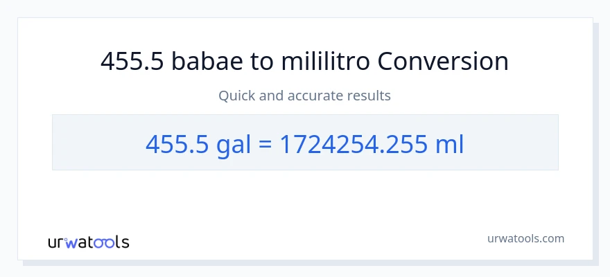 455.5 Mga galon patungong mga mililitro na conversion