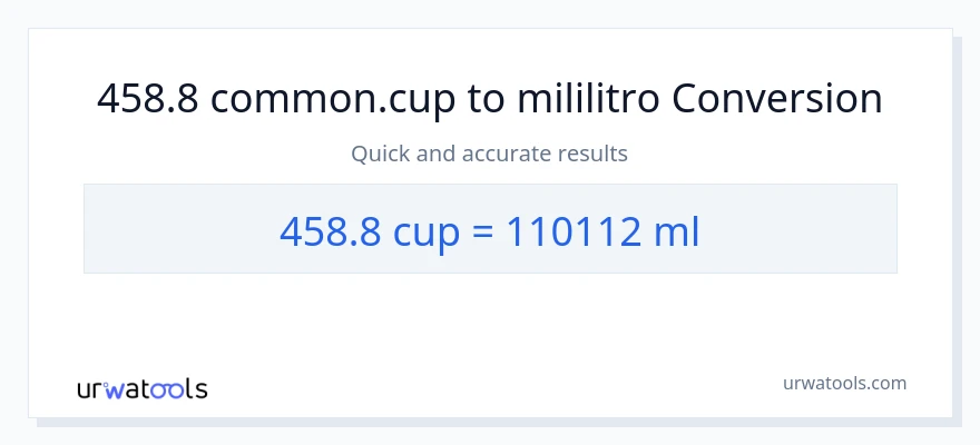 458.8 mga tasa patungong mga mililitro na conversion
