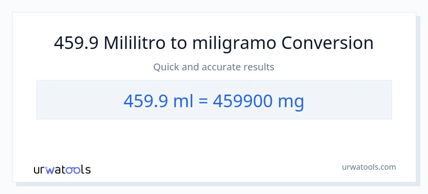 459.9 mga mililitro patungong miligramo na conversion