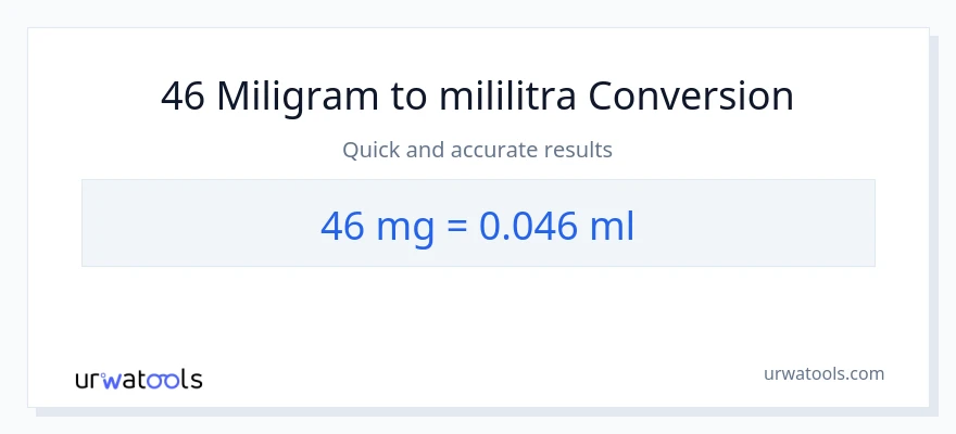 Konverzija od miligrami do mililitara: 46