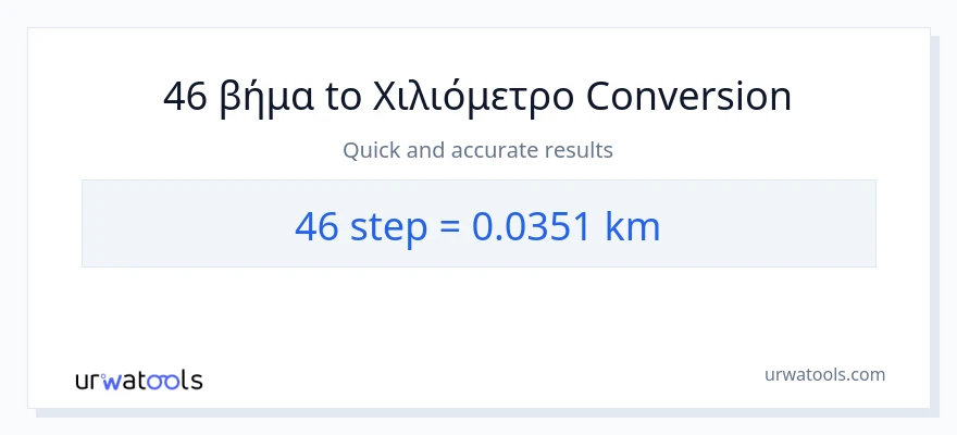 Μετατροπή 46 βήματα σε Χιλιόμετρα
