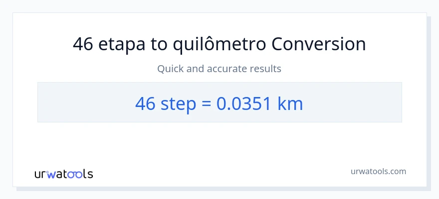 Conversão de 46 passos para Quilômetros