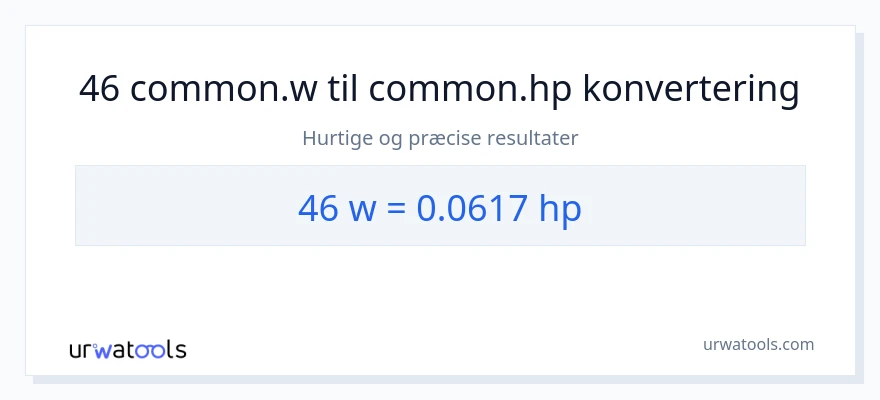 46 watt til hestekræfter konvertering