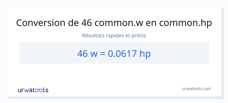 Conversion 46 watts vers chevaux-vapeur