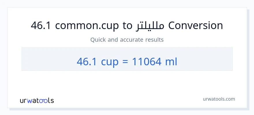 التحويل من 46.1 أكواب إلى ملليلتر