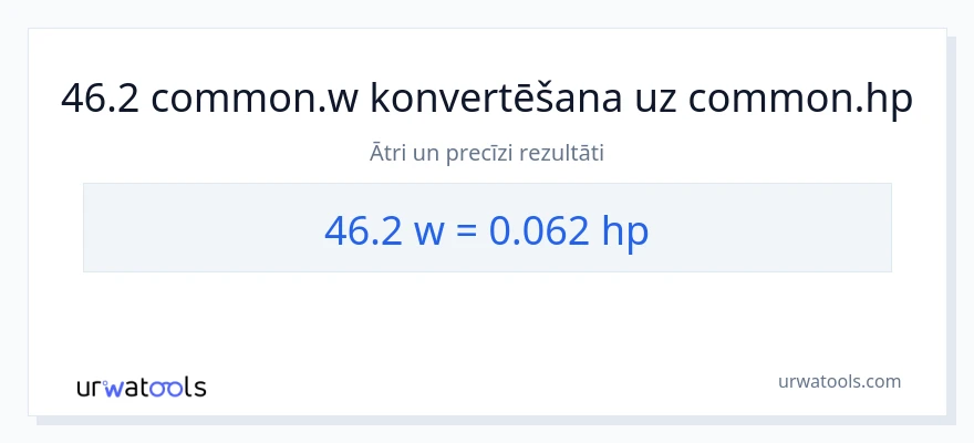 46.2 vati uz zirgspēki konversiju