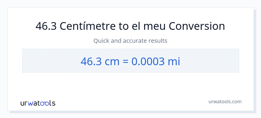 Conversió de 46.3 Centímetres a milles