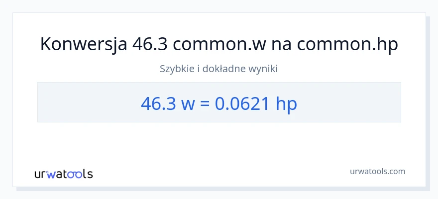 Konwersja 46.3 watów do moc w koniach mechanicznych