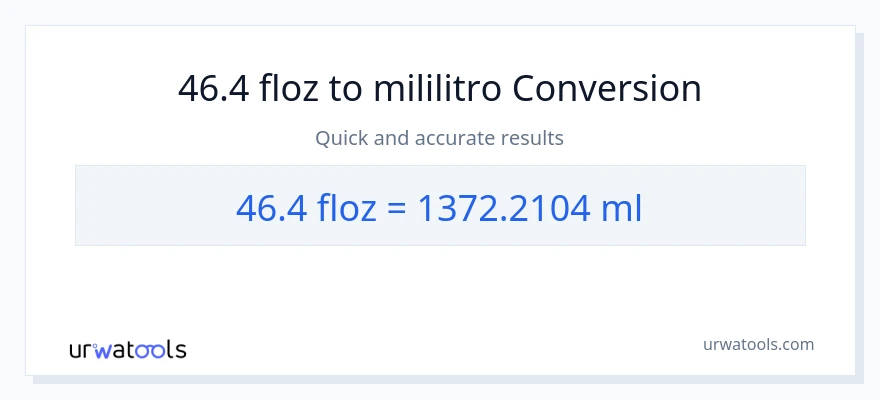 46.4 mga onsa ng likido patungong mga mililitro na conversion