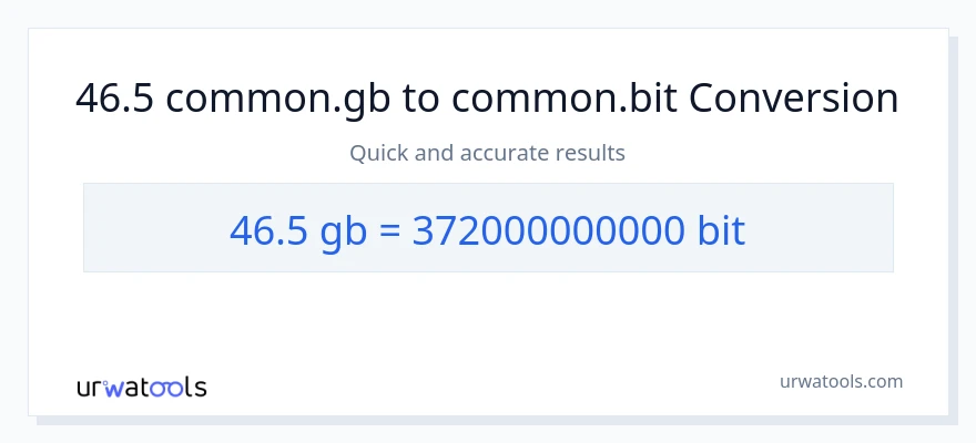 46.5 Gigabytes patungong Bits na conversion
