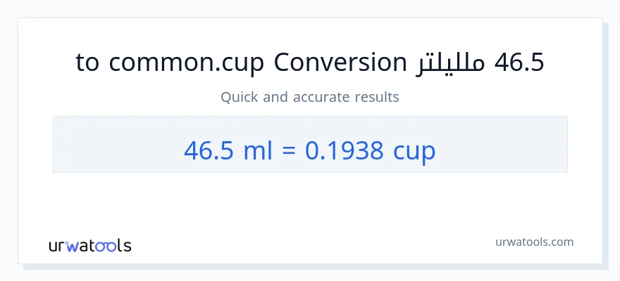 التحويل من 46.5 ملليلتر إلى أكواب