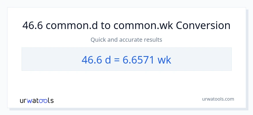 46.6 Mga Araw patungong Mga Linggo na conversion