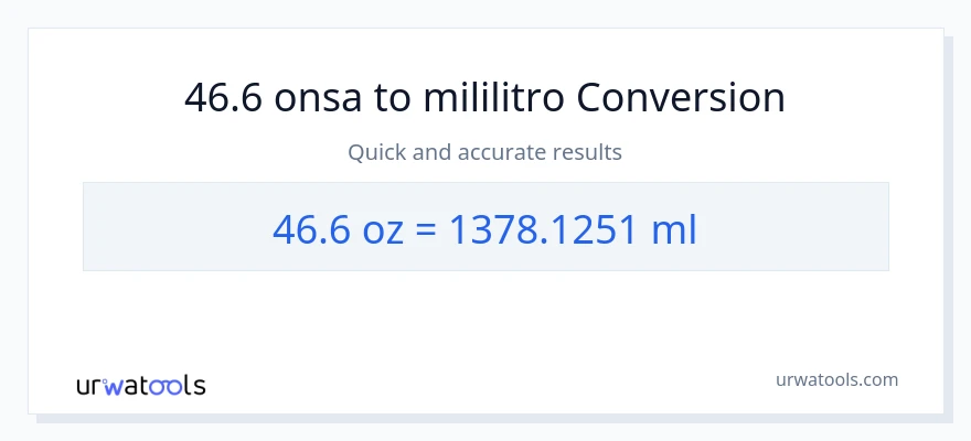 46.6 Mga onsa patungong mga mililitro na conversion