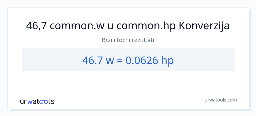 Konverzija od vati do konjske snage: 46.7