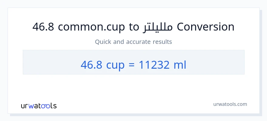 التحويل من 46.8 أكواب إلى ملليلتر