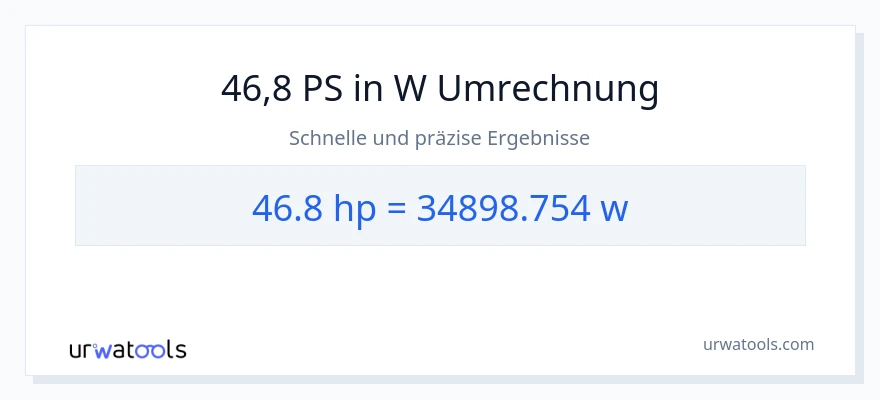 46.8 PS zu Watt Umwandlung